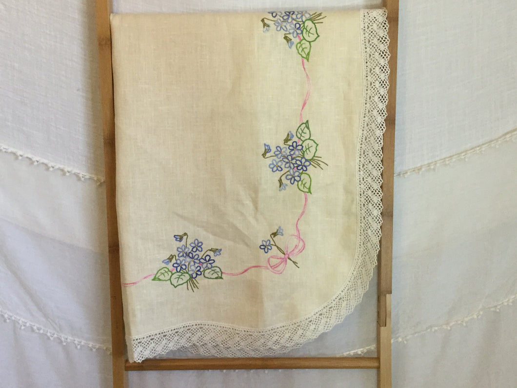 Semco Embroidered Linen Tablecloth