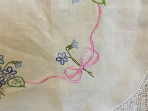 Semco Embroidered Linen Tablecloth