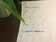 Load image into Gallery viewer, Embroidered Linen Runner with Crochet Edge