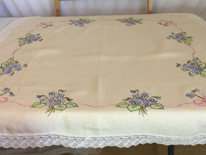 Semco Embroidered Linen Tablecloth