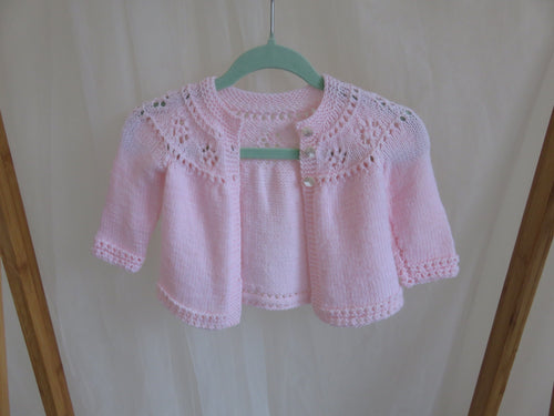 Pink Hand Knit Cardigan  Size 0-3 Mths