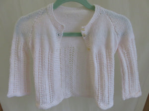 Pale Pink Hand Knit Cardigan  Size 0-3 Mths