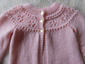 Pink Hand Knit Cardigan  Size 0-3 Mths